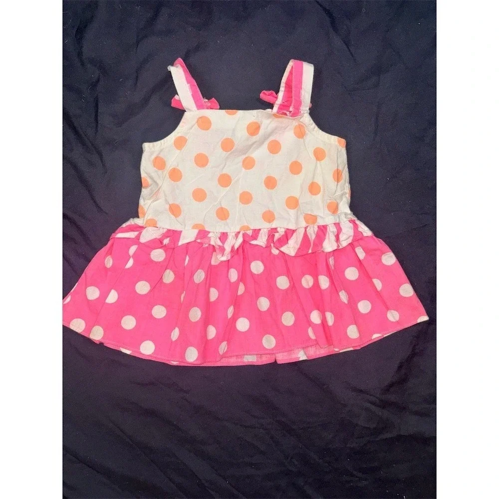 Vintage Sears Sundress Infant Girls 18-24 Months Polka Dot Ruffle Bow vacation
